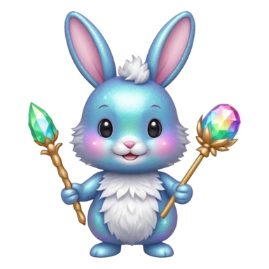 Fairy glitter bunny with wand  sticker