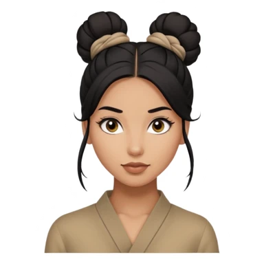 A woman in tan skin, black hair shoulder length tied in half bun, beautiful eyes and flirty gaze with masculine fashion sticker
