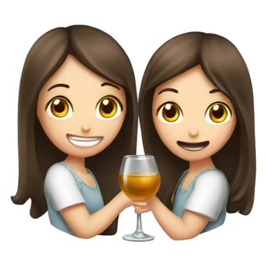 Zwei Mädchen die ein Glas Wein trinken  sticker