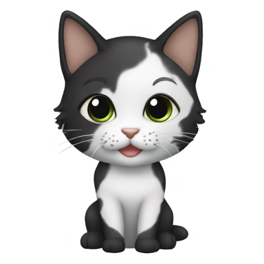 Gata preta usando colar com a inscricão "Miya" sticker