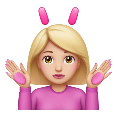 Sad emoji with hands up and paid nails  sticker