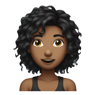 Girl blushing with Black messy hair sticker