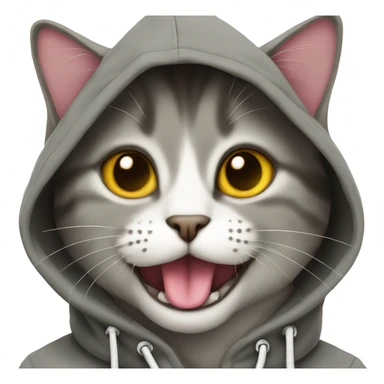 Cat wearing a hoodie and has its tounge out  sticker