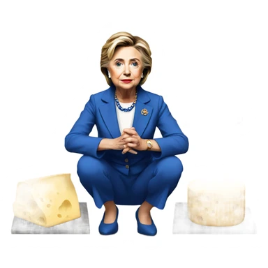 Hillary Clinton kneeling before statue of Cheese sticker