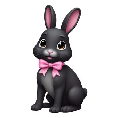 Black bunny, wearing a pink bow  sticker