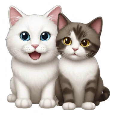 White cat and ragdoll cat playing  sticker