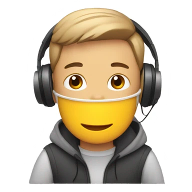 man with headphones with a cup sticker