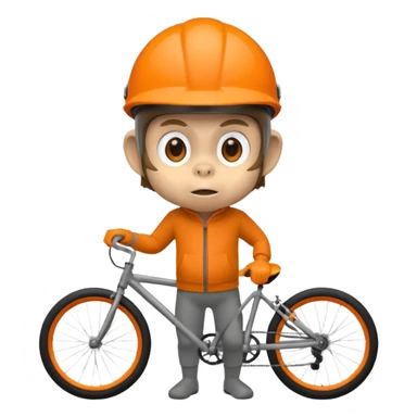 monkey with orange bicycle helmet, sweatshirt sticker