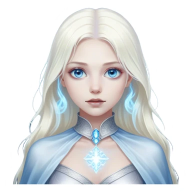 Cinematic, Ultra realistic 32k HD, Breathtaking piece of art, rim lighting, hauntingly beautiful woman with platinum blond hair and gorgeous blue eyes, art, mostly greyscale, Balanced features, highly detailed digital artwork, glowing with silver light, glowing, high shine, deviant adoptable, highly detailed clothing, remembrance, a painting of white silver, fanciful, enchanting, ghostly, embodying the essence of both reality and fantasy, dreamy, dreamy glow, optical illusion, immaculate composition, complex pose, air composition. The image is so lifelike that it feels as though it could leap off the canvas at any moment sticker