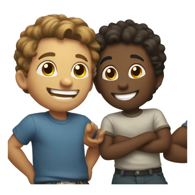 boys laughing indoors together sticker