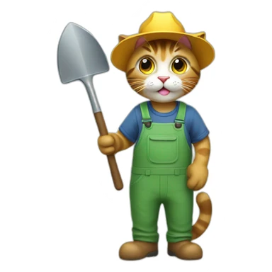 cat -gardener with a shovel sticker