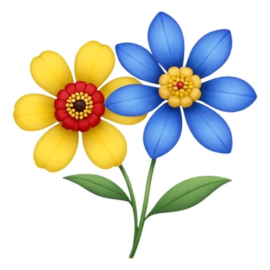 One Yellow flower and one blue flower with red band  sticker