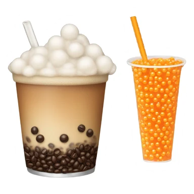 Coffee boba with a dirty orange straw  sticker