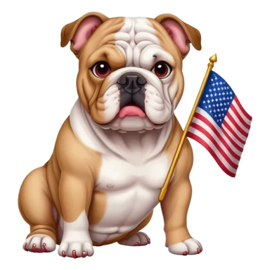 Bulldog with American flag  sticker
