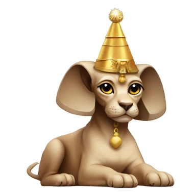 Sphinx in a New Year's hat sticker