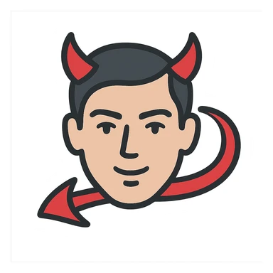 face with red devil tail, digital illustration sticker