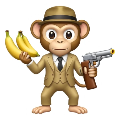 Mobster monkey holding a banana gun  sticker