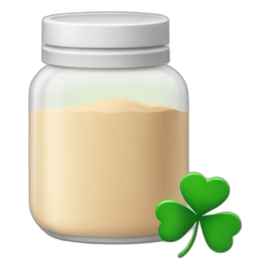 Protein Powder Jar with 4 leaf clover sticker