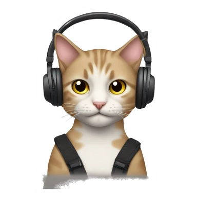 Cat listening to musi sticker