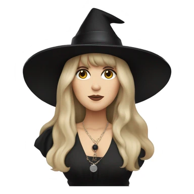 Stevie nicks in a black hat in a witchy dress holding a tambourine. sticker
