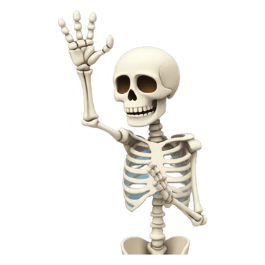 skeleton raising right hand, shown from the shoulders up sticker