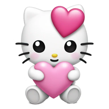 Hello kitty holding a pink heart sticker