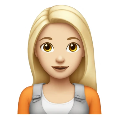 white girl with blonde hair grey eyes holding a orange cat sticker