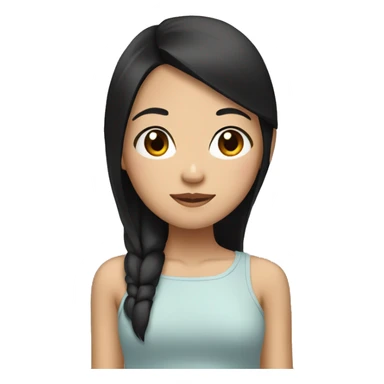 tan asian girl with black straight hair and brown eyes sticker