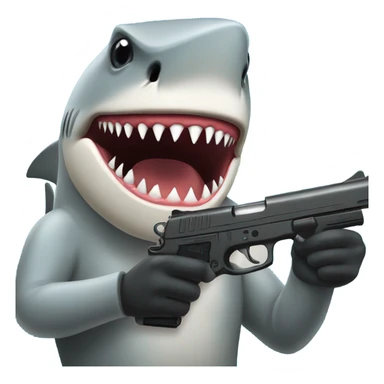 Shark with a gun sticker