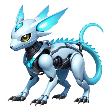  exotic futuristic modern cyber-Fakémon-Digimon-Trico-creature sticker