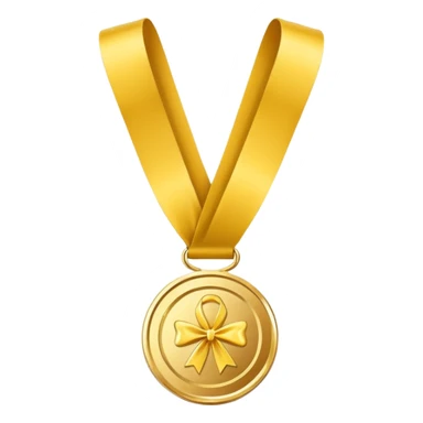 JUST THE CIRCLE  golden medal with a glossy finish, featuring a central gold awareness ribbon symbol sticker