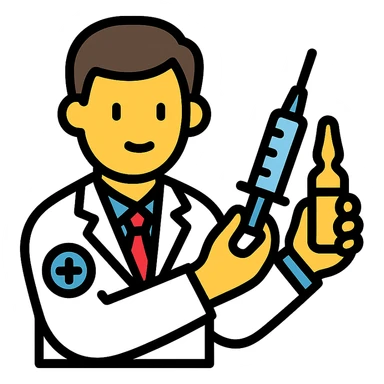 A doctor injecting an ampoule sticker