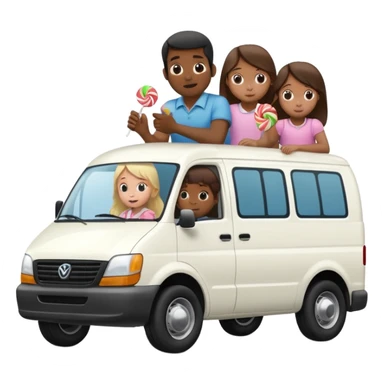 A black man forcing 3 little girls into a white van with candy sticker