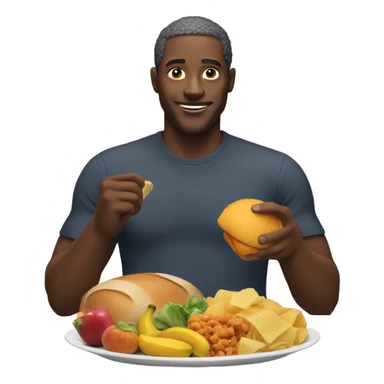 black man with food sticker
