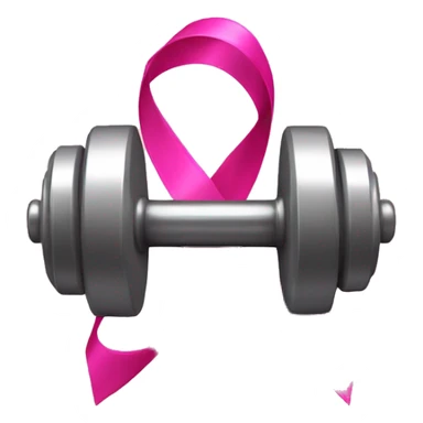 dumbbell with pink ribbon sticker