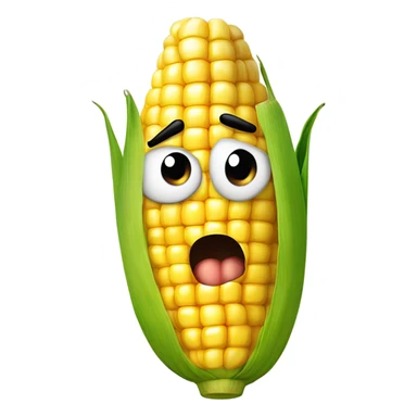 Corn with a sad face sticker