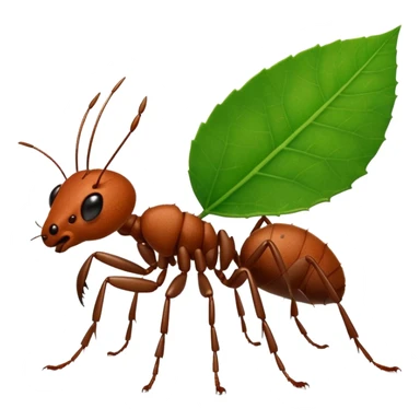 leaf cutter ant carrying a green leaf sticker