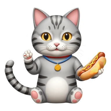 Cat doing tai chi eating hot dog sticker