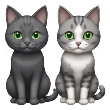 2 different coloured grey cats including one dark grey and white cat and one completely solid dark grey cat with green eyes and only white paws sticker