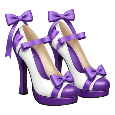 Lolita shoes, white and purple sticker