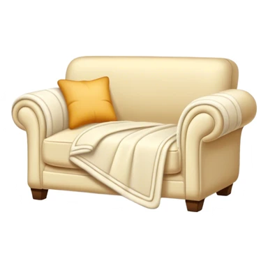 Simple cream plush sofa with blanket and open book on it sticker