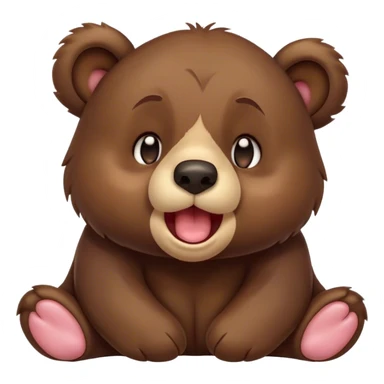 Cinematic Cute Yawning bear cub Portrait Emoji, Head tilted slightly with a dramatic, wide-open yawn, showcasing a soft, plush dark brown fur with drooping ears, round eyes barely open in drowsy contentment, Simplified yet irresistibly adorable features, highly detailed, glowing with a soft, cozy glow, high shine, relaxed yet expressive, stylized with a touch of woodland charm, bright and endearing, soft glowing outline, capturing the essence of a sleepy yet affectionate bear cub, so drowsy it feels like it could lumber out of the screen and curl up for a nap! sticker