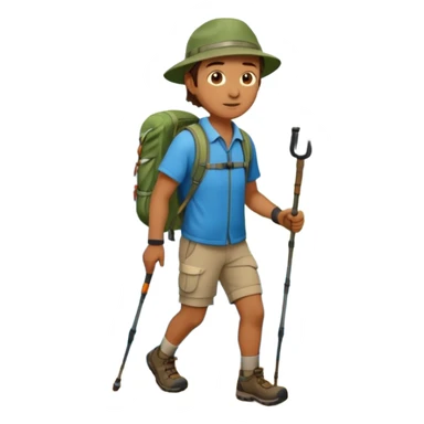 A man wearing hiking clothes and carrying trekking poles. sticker
