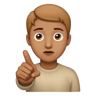 confused with finger pointing to the left sticker