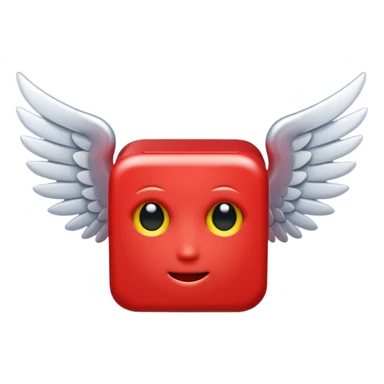 Red Cube with wings and has a face sticker