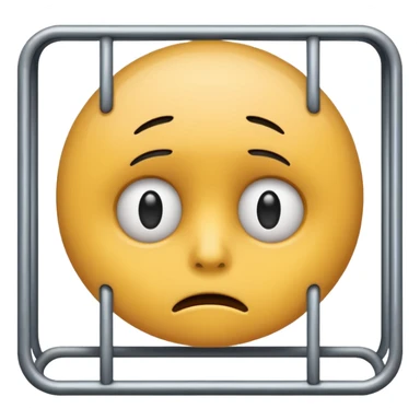 a sad emjoi face in a cage sticker