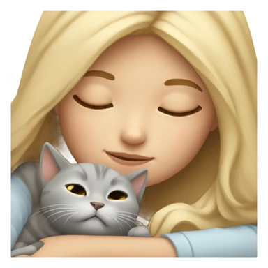 Blonde Sleeping beauty girl with grey kitty sticker