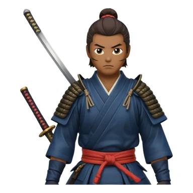 man samurai holds katana, still pose. sticker