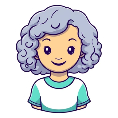 smiling 50 year old lady with silver curly hair sticker