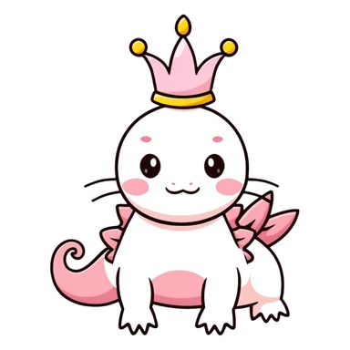 cartoon axolotl with a crown sticker